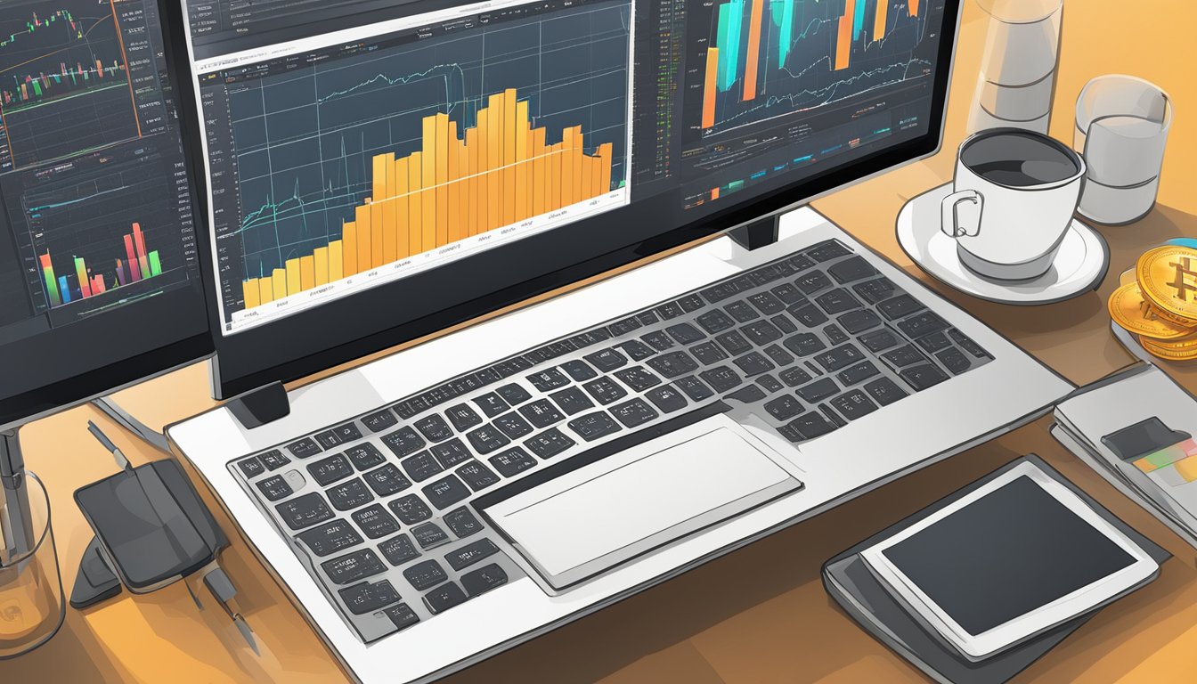 A computer screen displaying bitcoin price charts and market analysis tools