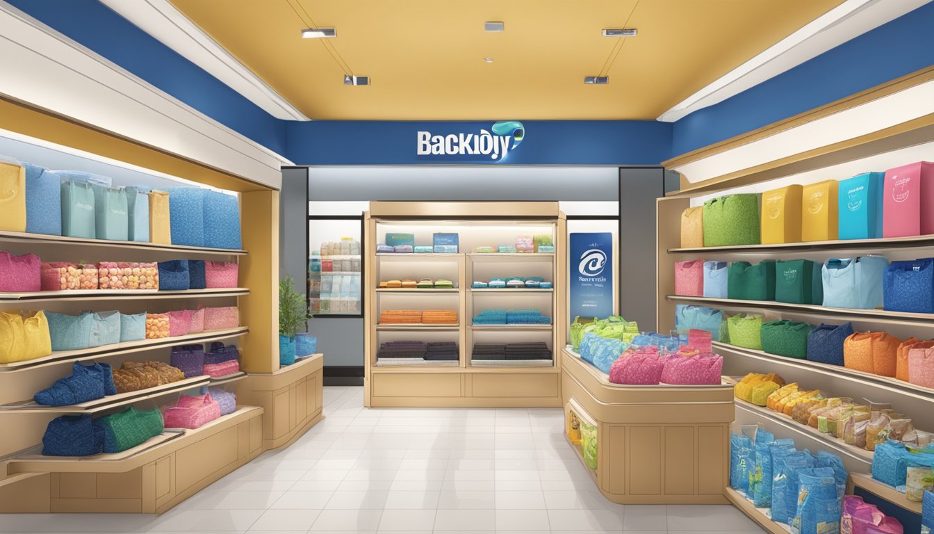 A store display with BackJoy products in a Singaporean retail setting