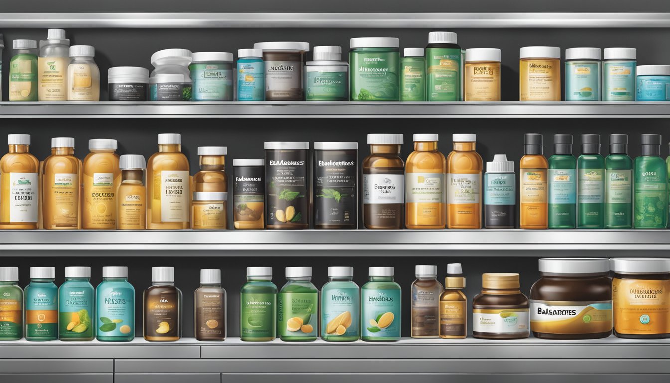 A pharmacy shelf stocked with Blackmores products in Singapore