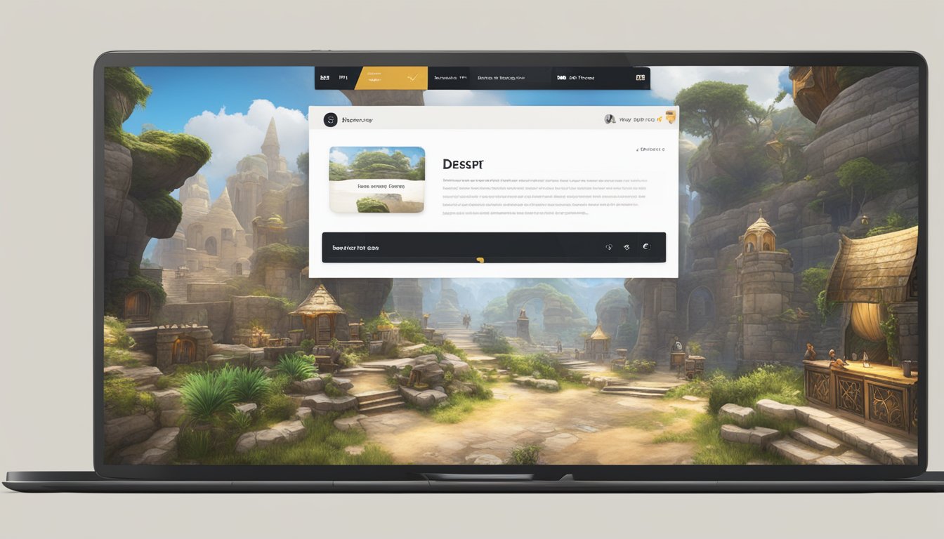 A computer screen displaying the "Black Desert Online" homepage with a cursor clicking on the "Buy Now" button