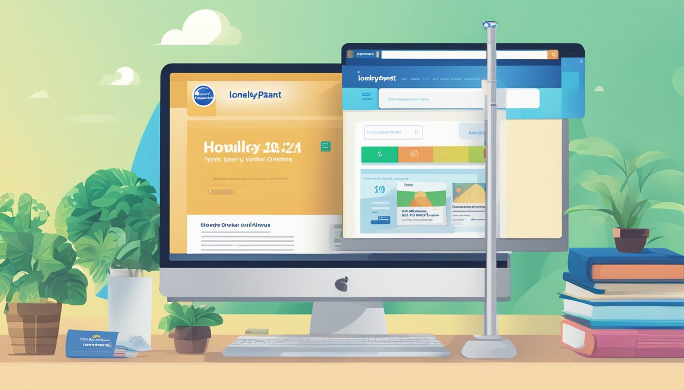 A computer screen showing a website with "Lonely Planet" books available for purchase. A cursor hovers over the "buy online" button