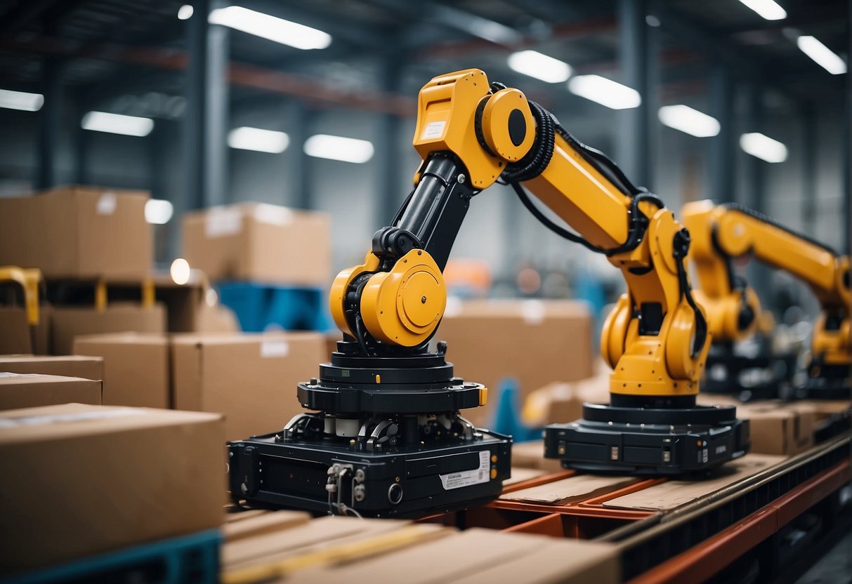 A robot arm using AI to pick and sort objects in a warehouse
