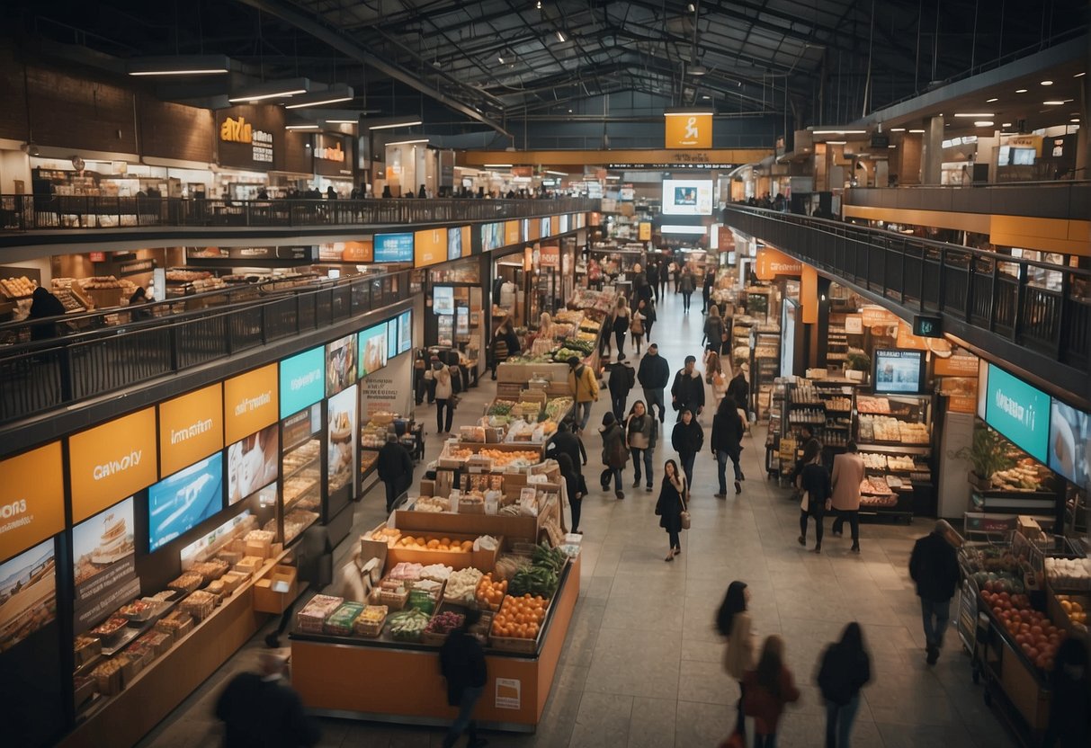 The marketplace bustles with activity as Questflow AI guides users through the virtual aisles, matching them with the perfect products