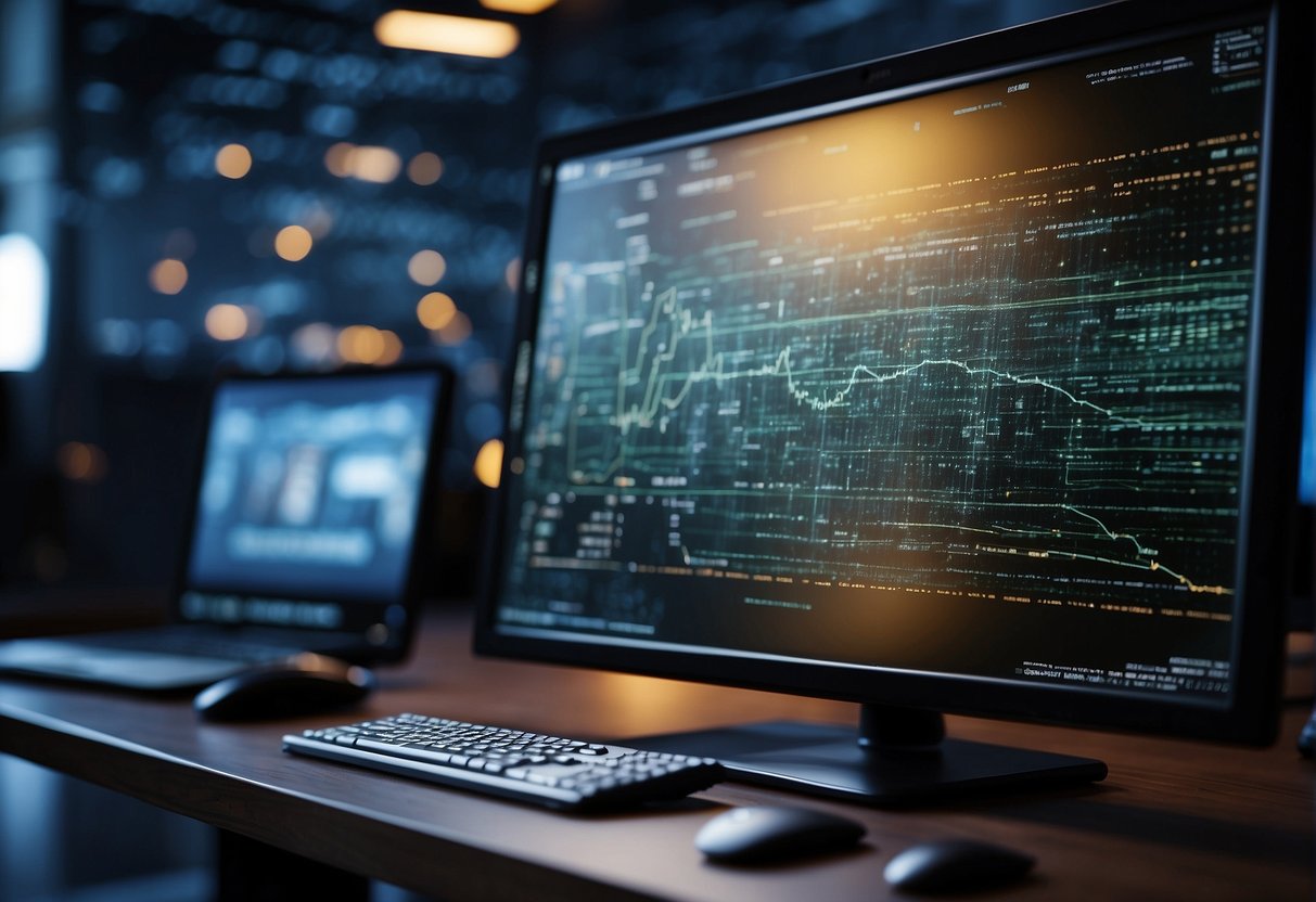 A computer screen displaying lines of code with an AI model diagram in the background. Multiple open source logos visible