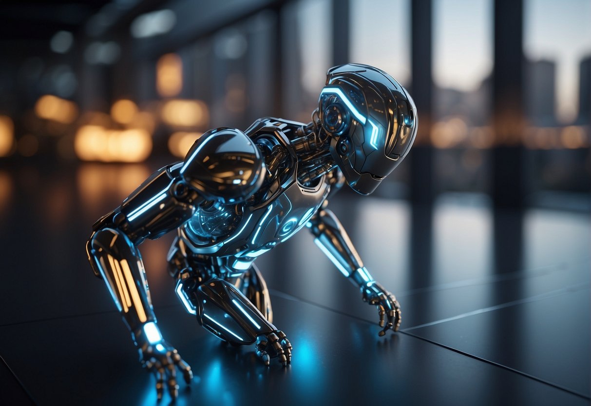 Open source AI models advancing into the future, with data streams connecting and evolving