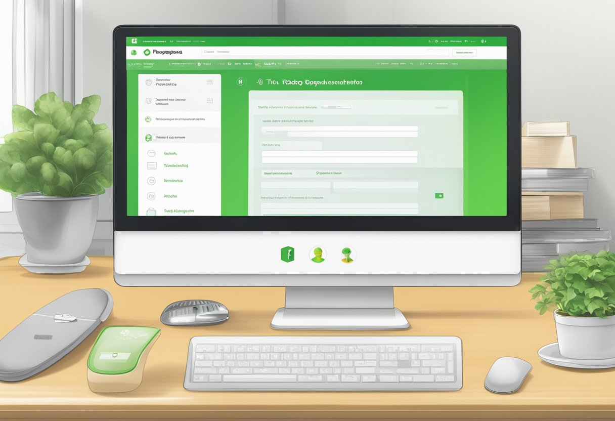 A computer screen displaying the Tokopedia website with a registration form for opening a store, accompanied by a step-by-step guide