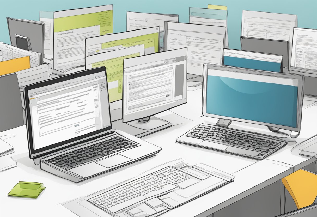 A computer screen with a word document open, showing the process of creating a header in Indonesian language