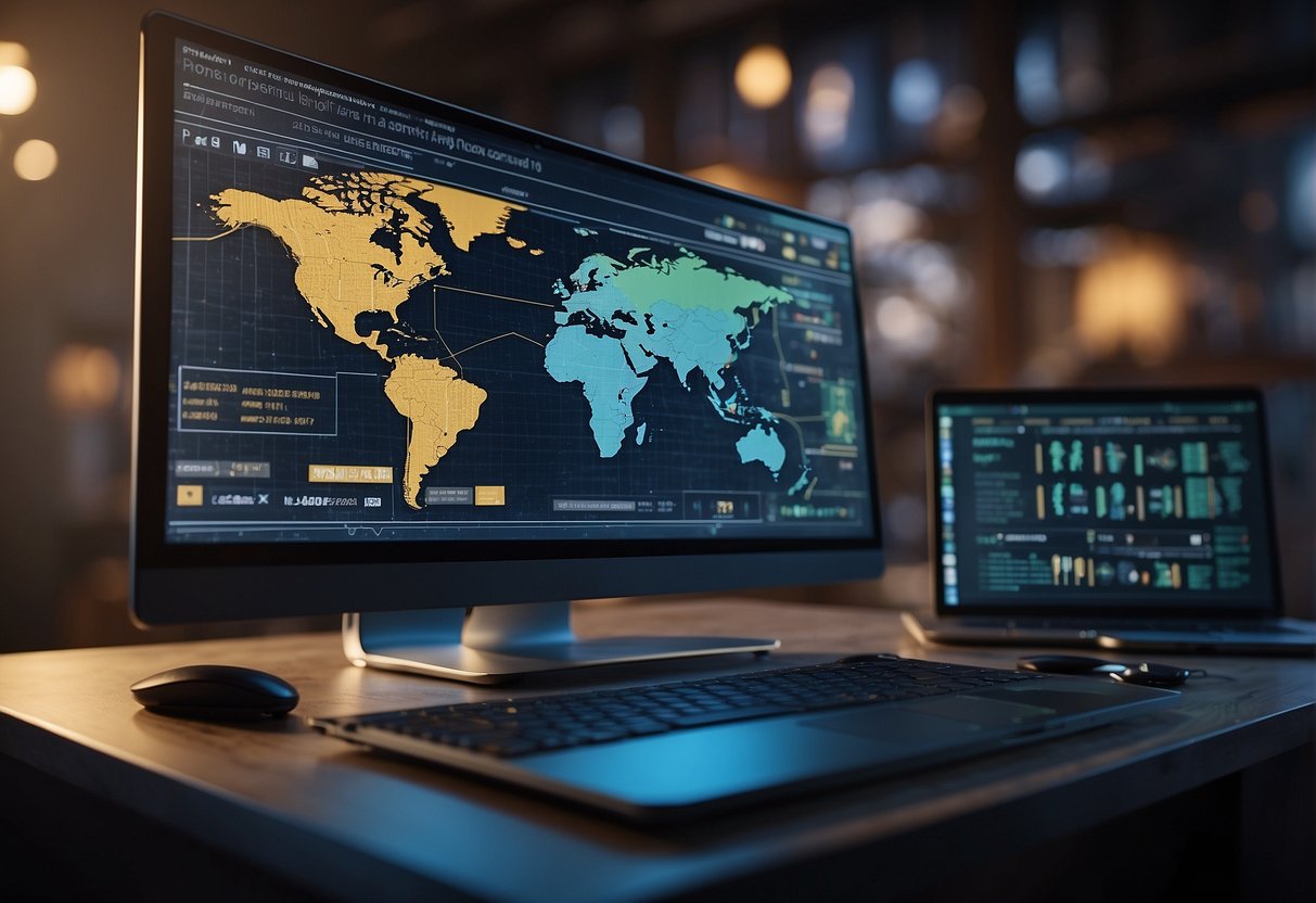 A computer screen displaying various AI tools with icons and text descriptions. An open book with algorithms and data charts