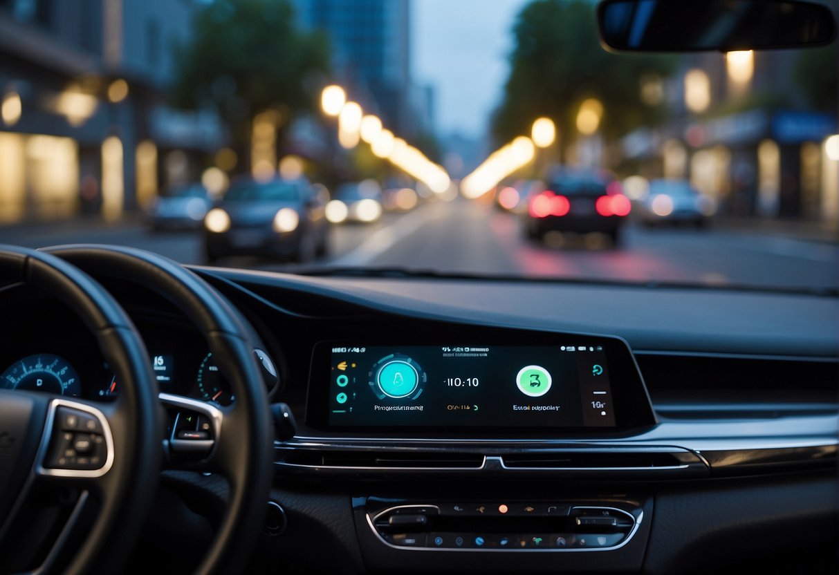 AI tools seamlessly integrated into daily tasks: a smartphone using voice recognition to set reminders, a smart home adjusting lighting based on occupancy, and a self-driving car navigating through traffic