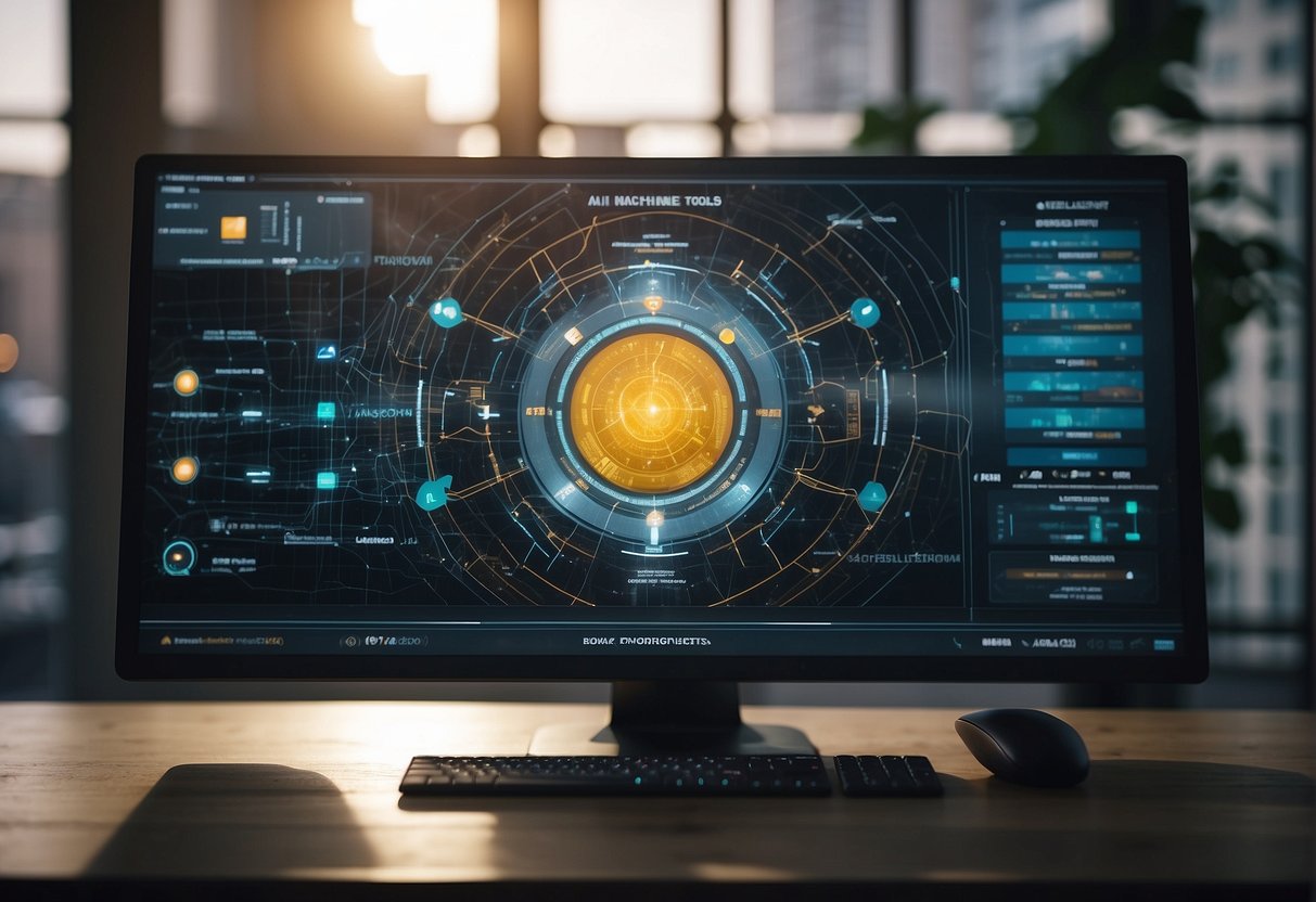 A computer screen displaying various AI development tools and machine learning algorithms
