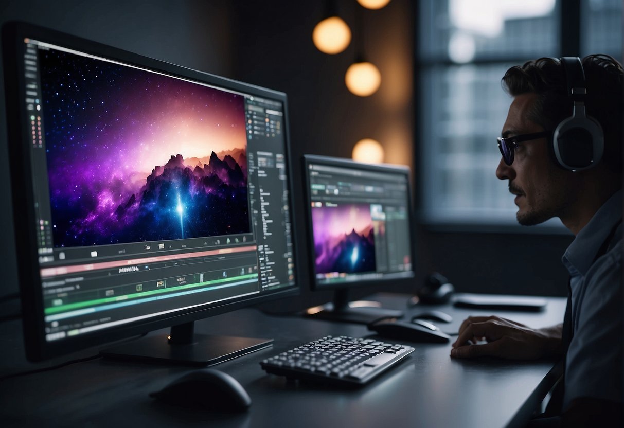 A computer screen displaying popular AI video editing platforms with AI tools in use