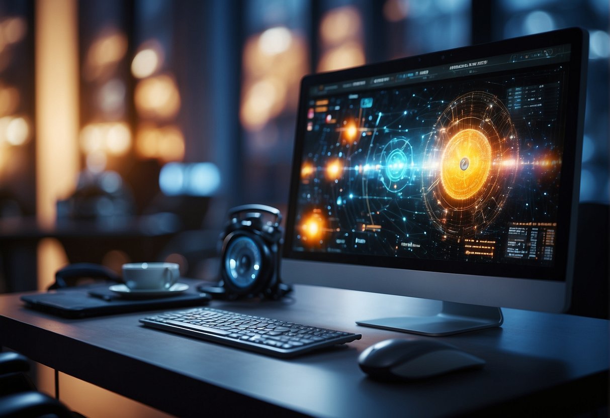 A computer screen displaying advanced AI editing tools with various image editing options and tools