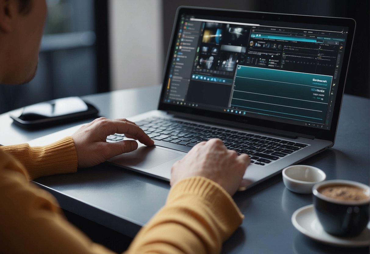 A person using Microsoft Designer to create digital designs on a computer with a stylus and tablet