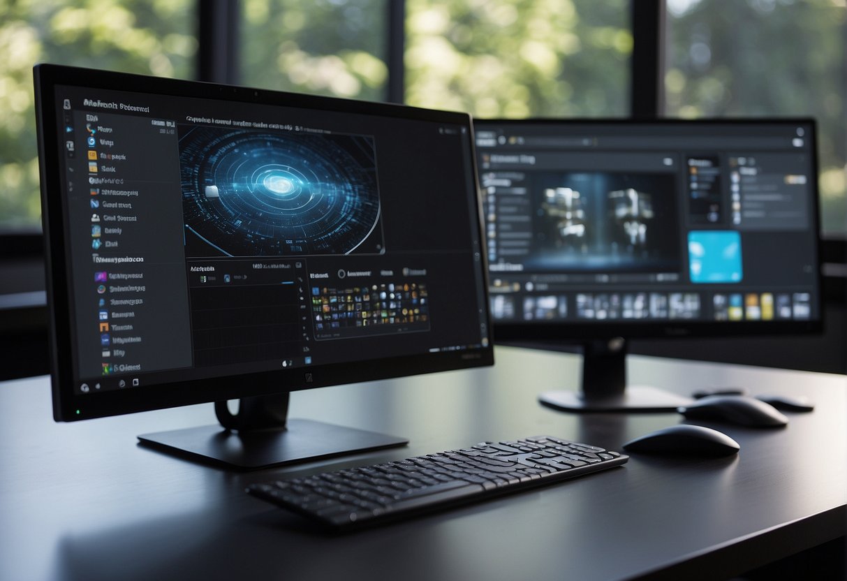 A computer screen displaying the interface of Microsoft Designer, with various advanced features and tools visible