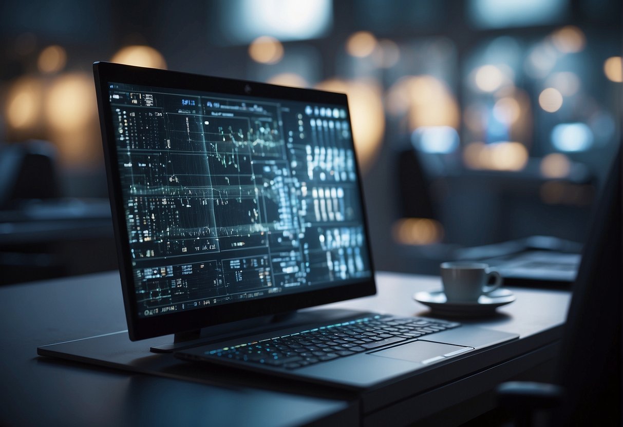 A computer screen displaying advanced AI techniques. No-code platform icons visible