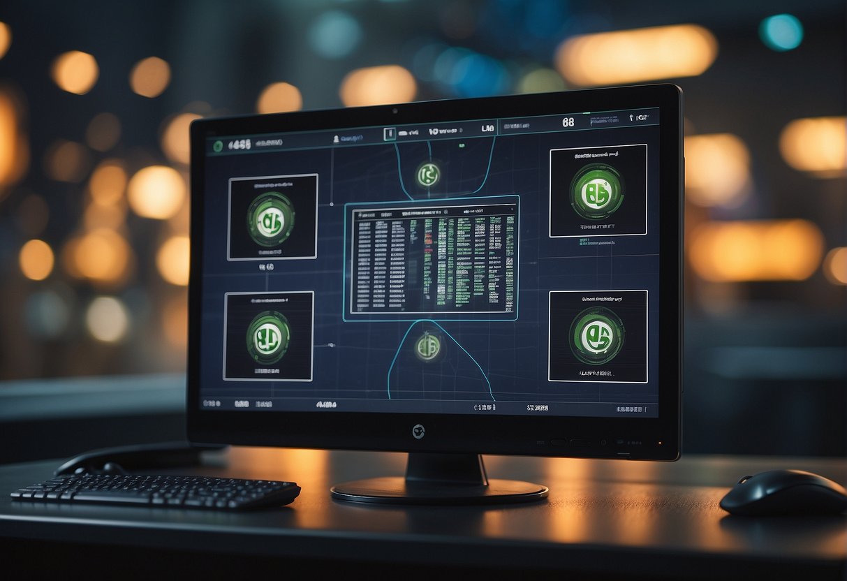 A computer screen displays "Advanced ChatGPT Strategies" with dollar signs and ChatGPT logo