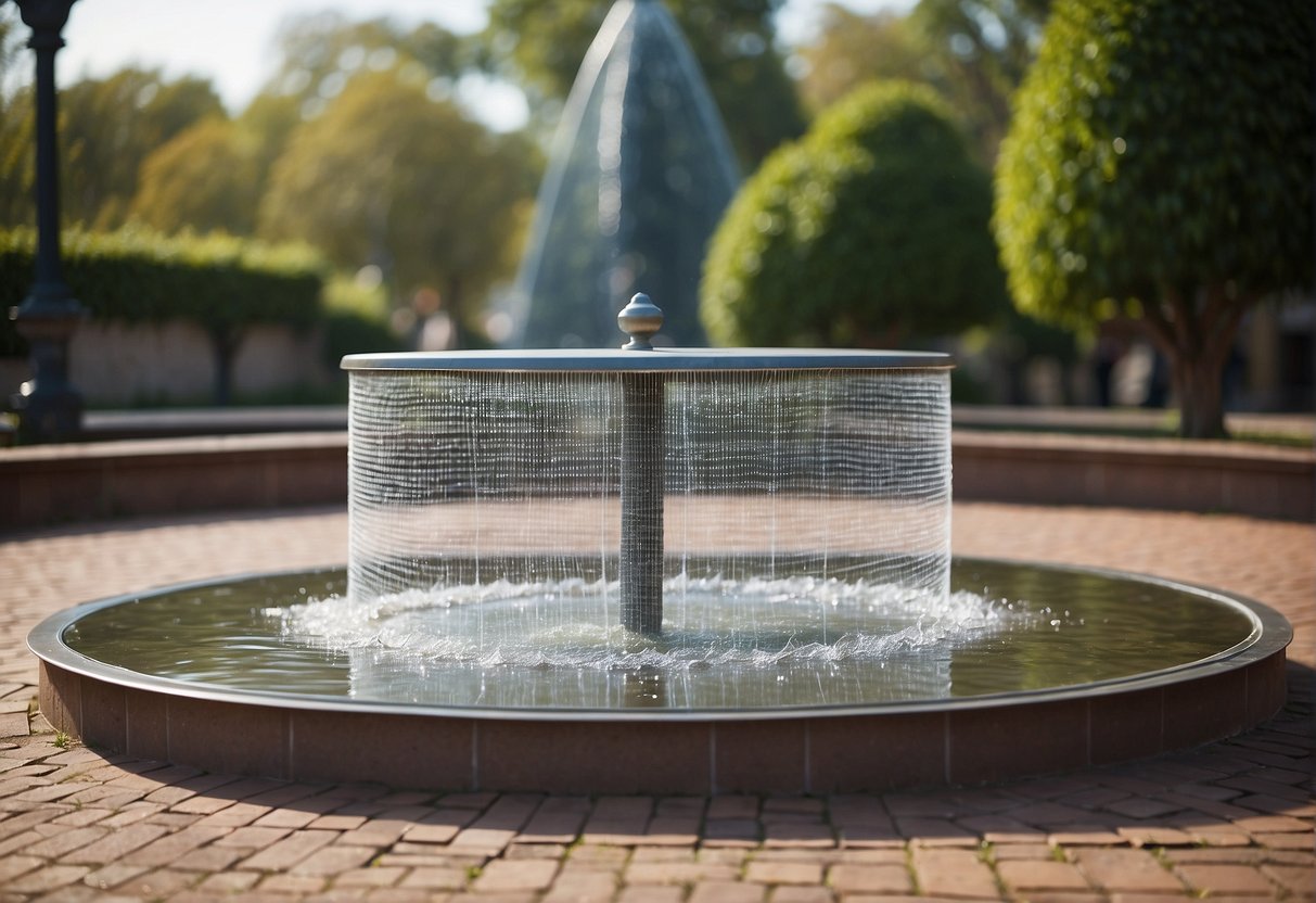 A mesh cover placed over the fountain opening keeps mosquitoes out