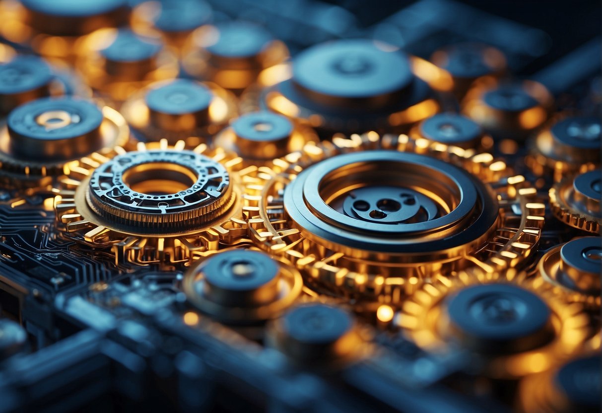 Various domains merge into a cohesive network, symbolized by interconnected gears and circuits, with a central hub representing prompt engineering