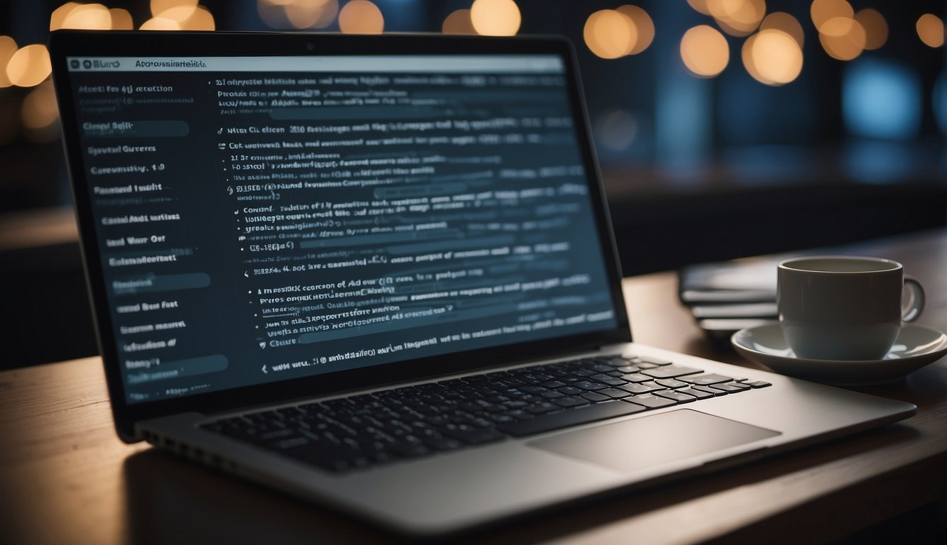 A computer screen with a blog title, a list of questions, and a simple outline structure