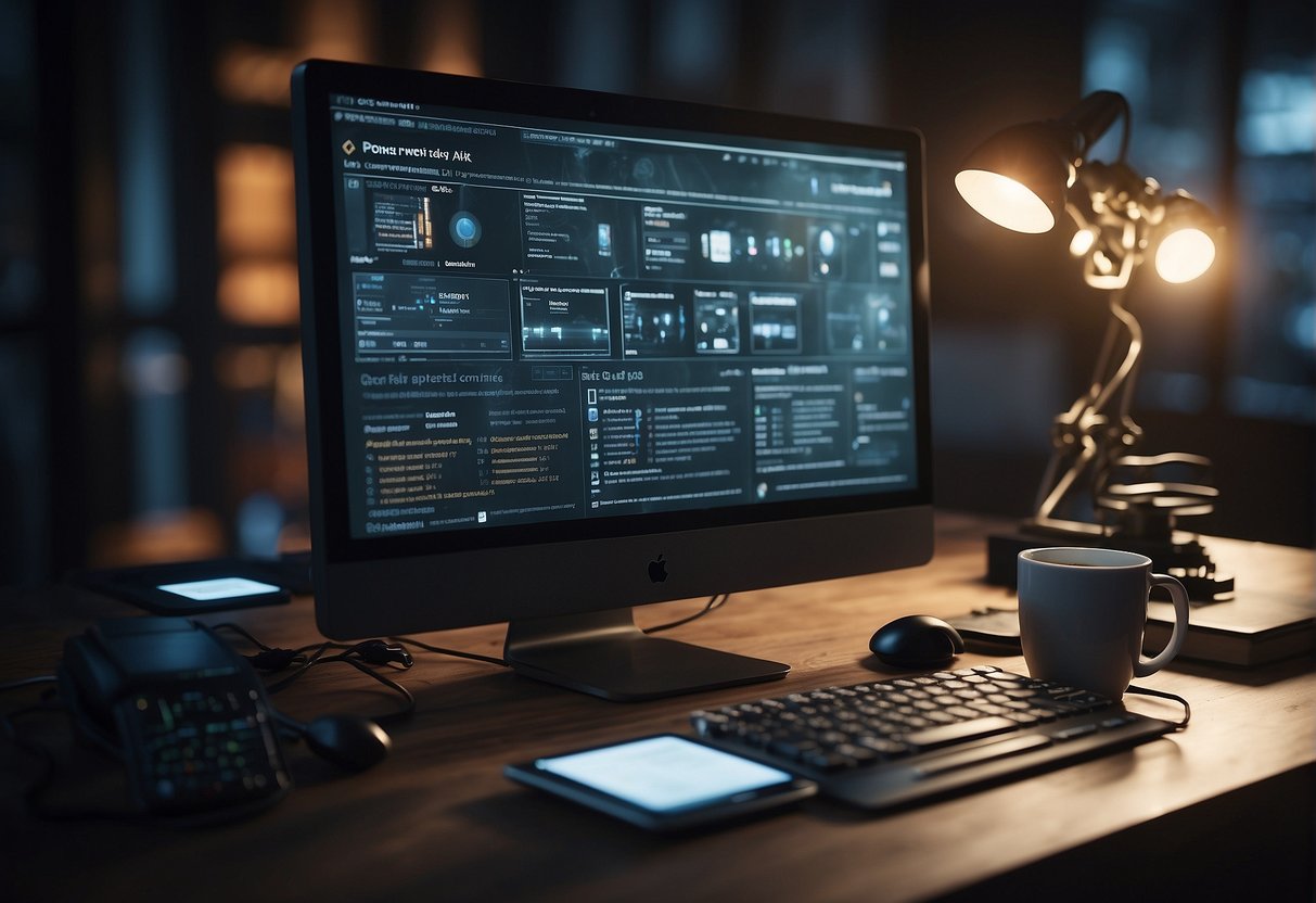 A computer with various AI copywriting tools displayed on the screen, generating different types of content