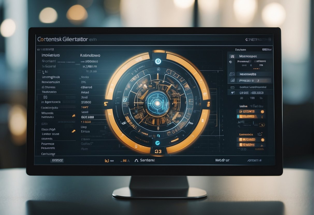 An AI content generator interface with various tools and options displayed on a computer screen