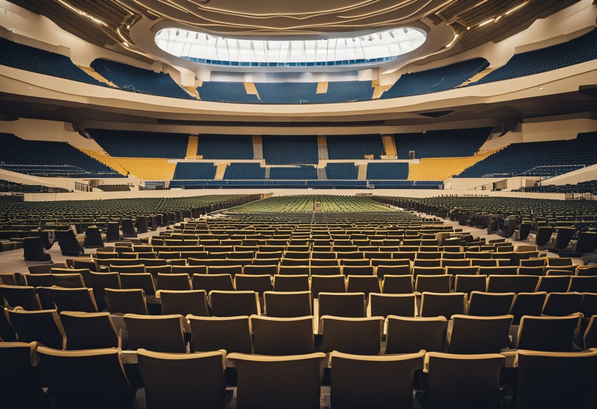 The grand interior of Royal Bafokeng Sports Palace, showcasing its modern architectural design and detailed seating plan