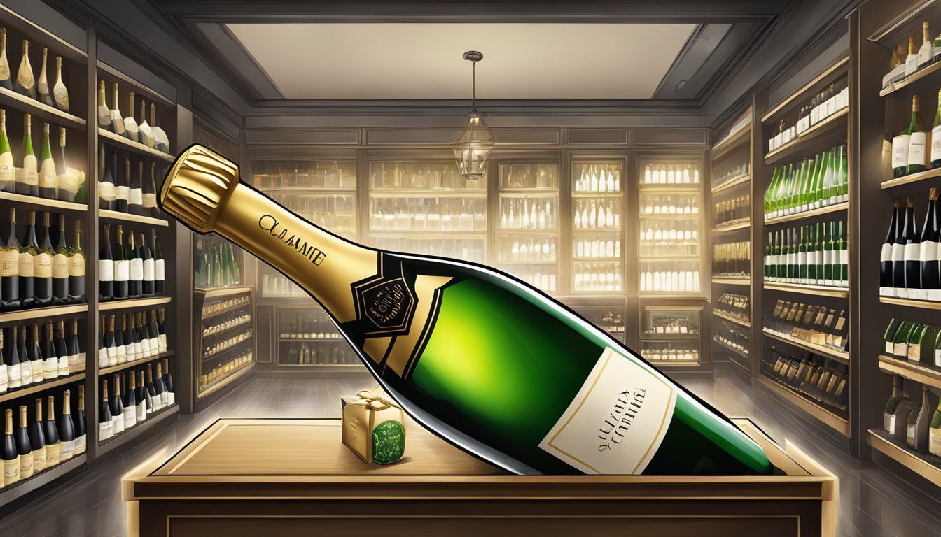 A bottle of champagne is being uncovered in a luxurious Singaporean wine shop