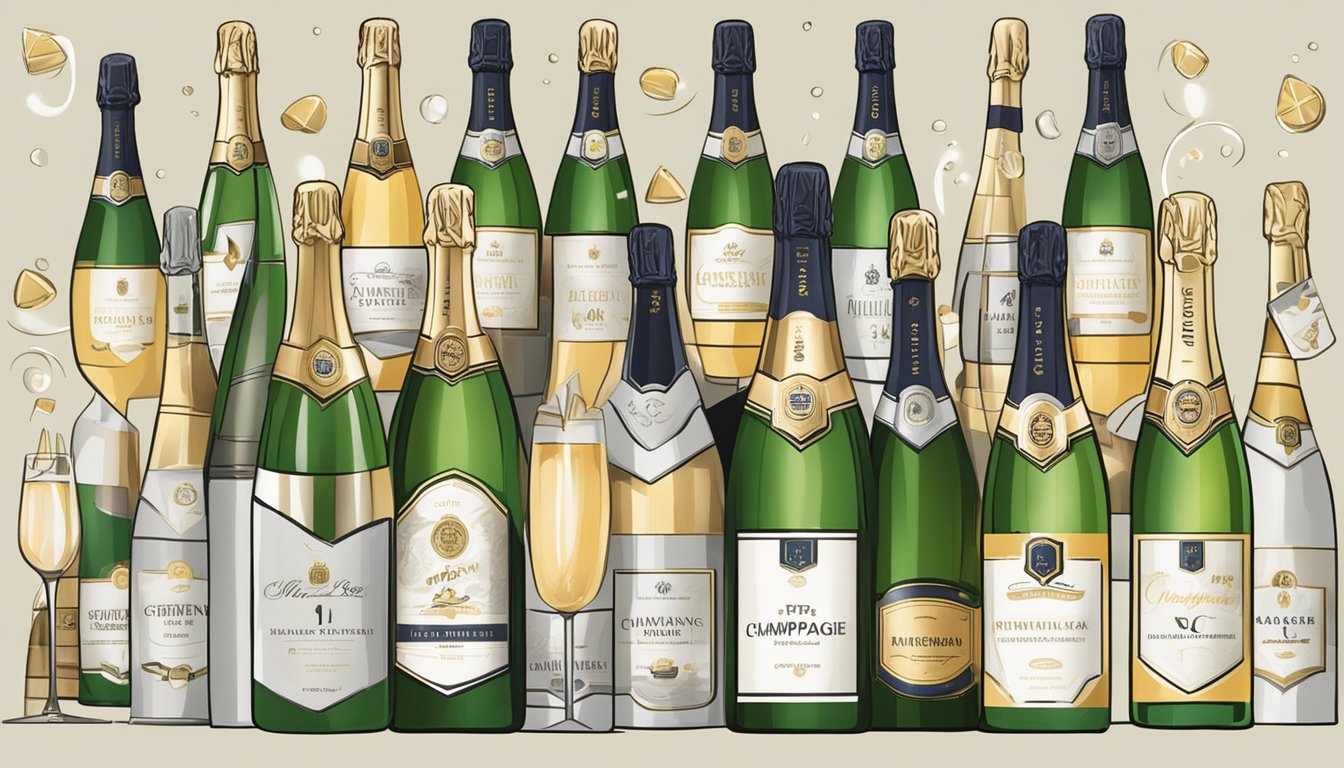 A display of champagne bottles with a sign reading "Frequently Asked Questions: Where to buy champagne in Singapore."