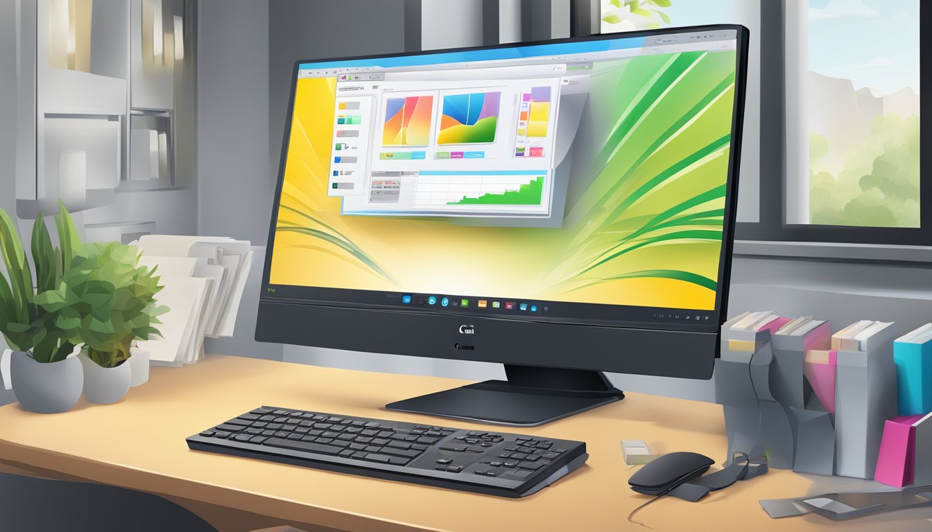 A computer monitor displaying exclusive online offers for buying Canon cartridges