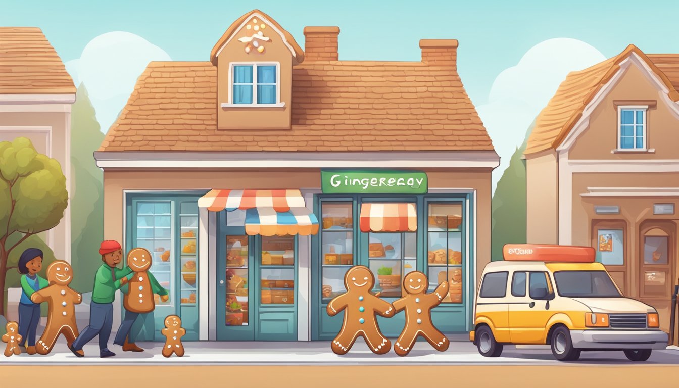 Customers browse online platforms for gingerbread man. Delivery options include doorstep, pickup, and express