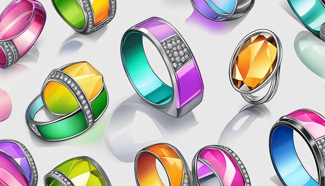 Colorful cocktail rings displayed on a vibrant website, with easy-to-navigate options and secure payment methods