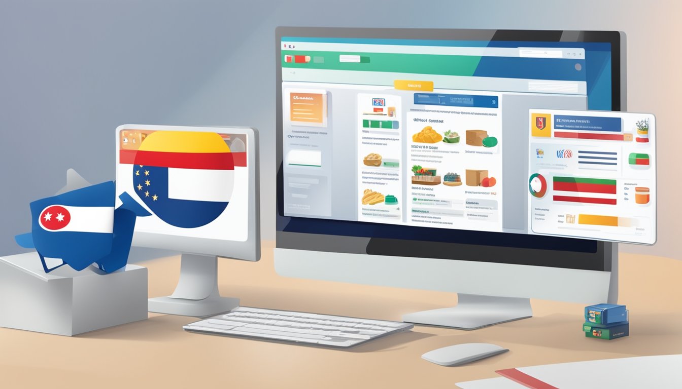 A computer screen displaying a 4D online purchase website with a Singaporean flag in the background