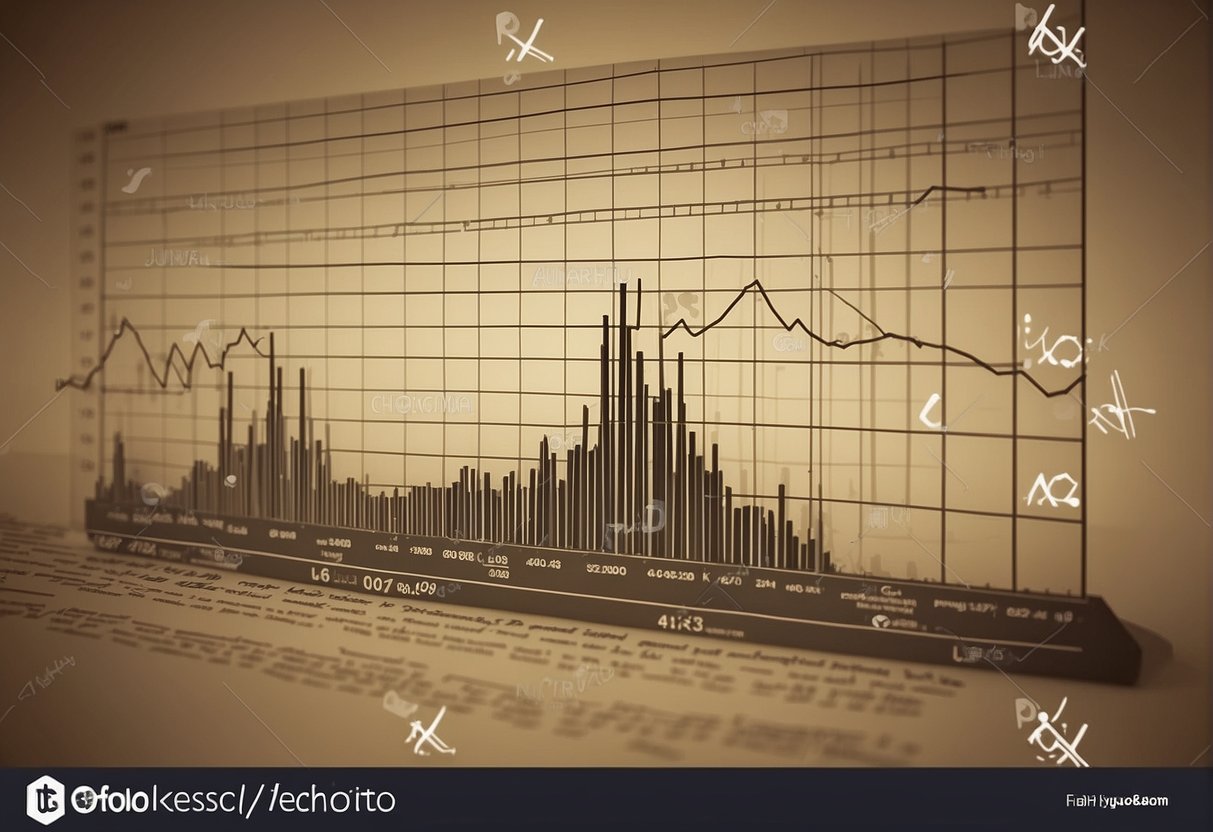 A line graph showing historical market trends and patterns in market timing