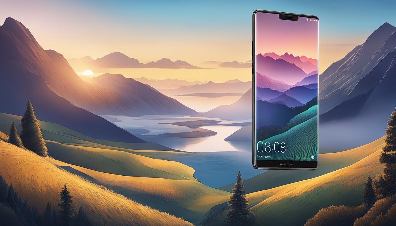 The Huawei Mate 10 Pro is displayed against a stunning backdrop, showcasing its sleek design and vibrant display
