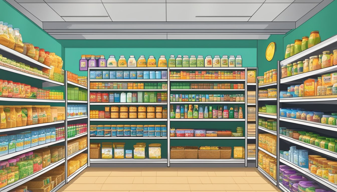 Shelves stocked with Thai products in a Singaporean store, with a sign reading "Frequently Asked Questions: Where to buy Thailand products in Singapore" prominently displayed