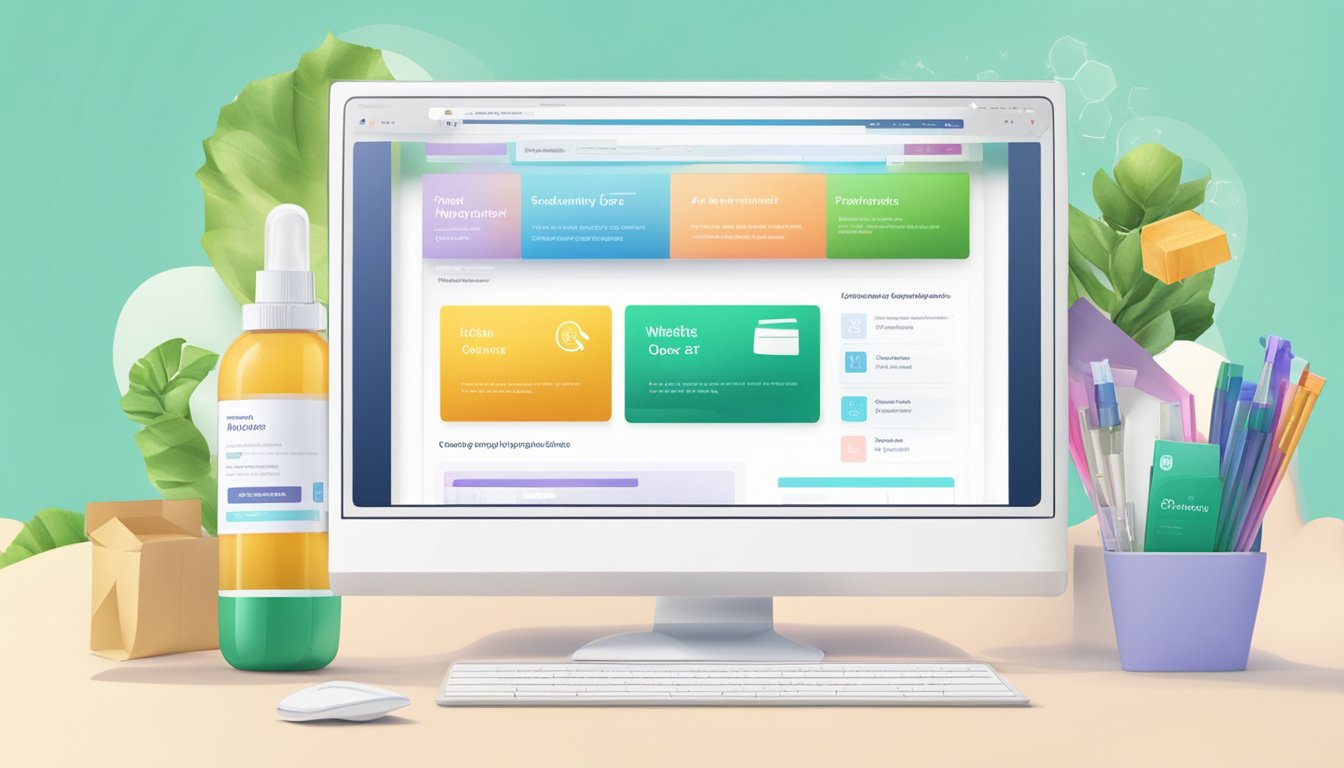 A computer screen displaying a website with "Frequently Asked Questions" section open, and a Mamonde product being added to a virtual shopping cart