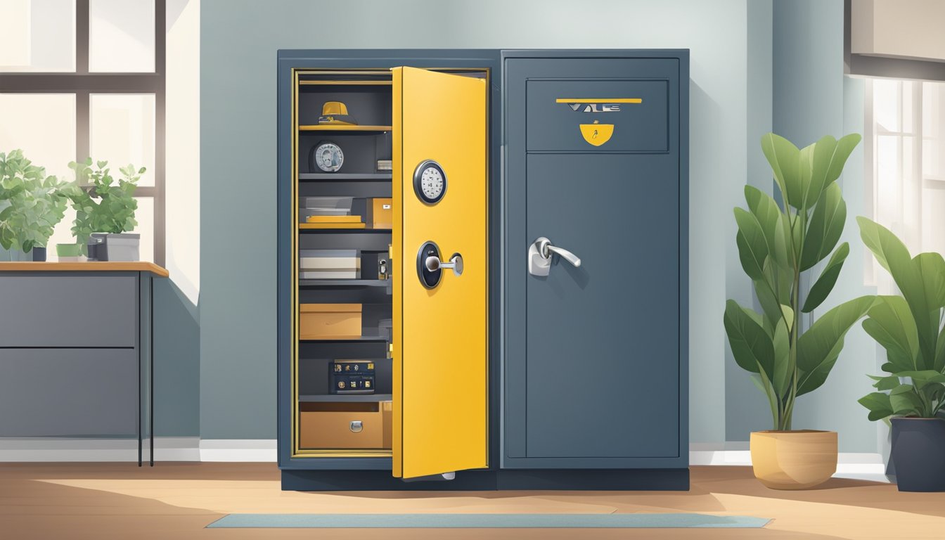 A locksmith installs and maintains a Yale safe in a secure room. The safe is available for purchase in Singapore
