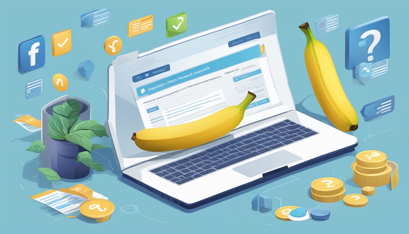 A blue java banana surrounded by text "Frequently Asked Questions" and a "buy online" button