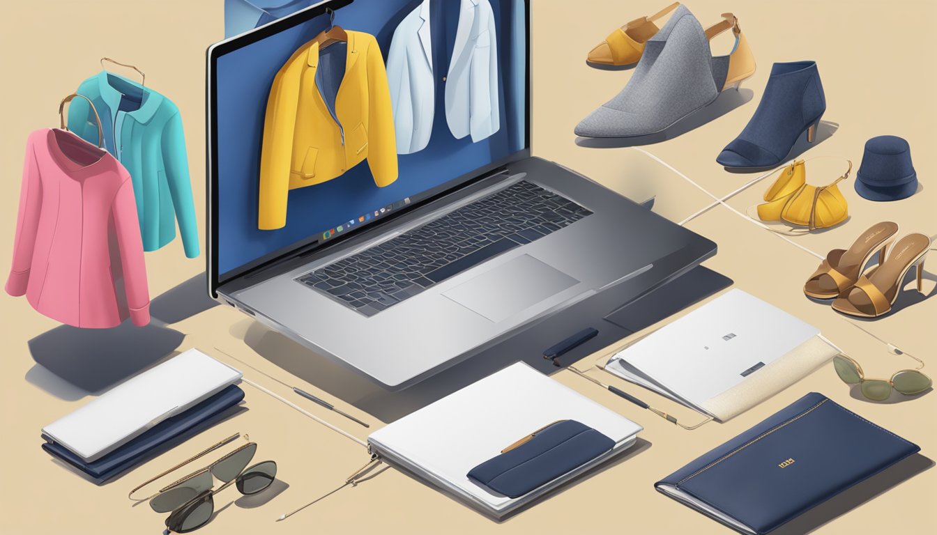 A laptop with the Biba website open, showing various clothing items and accessories available for purchase