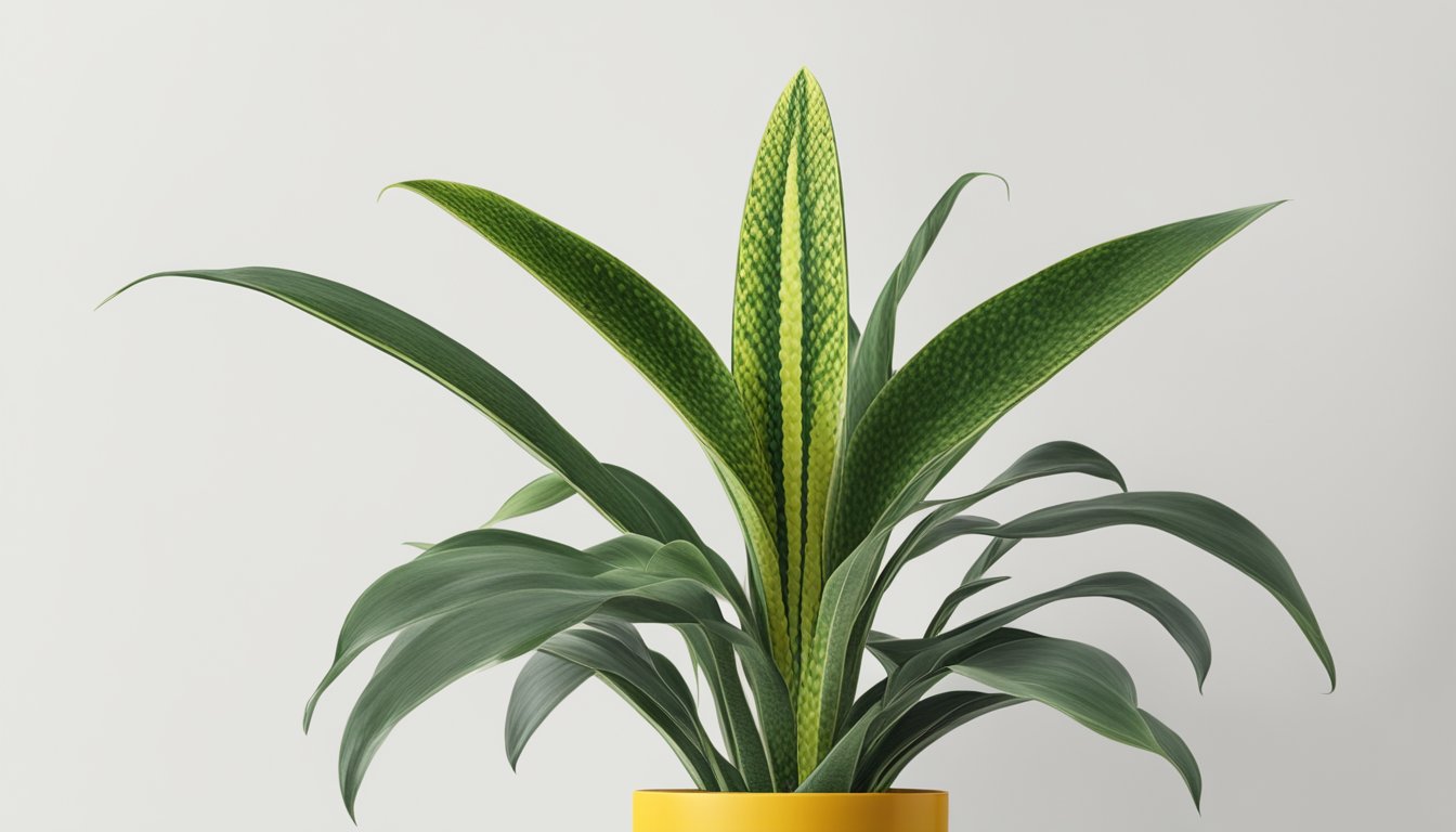 A snake plant displayed on a white background with text "Frequently Asked Questions buy snake plant online" above it
