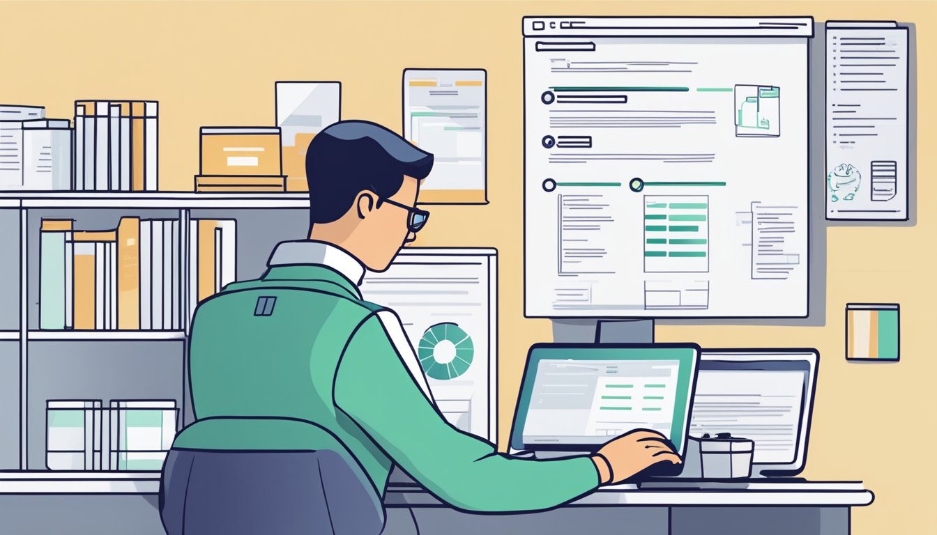 A person filling out a form on a computer, with a checklist of eligibility requirements and an application process for buying EC in Singapore