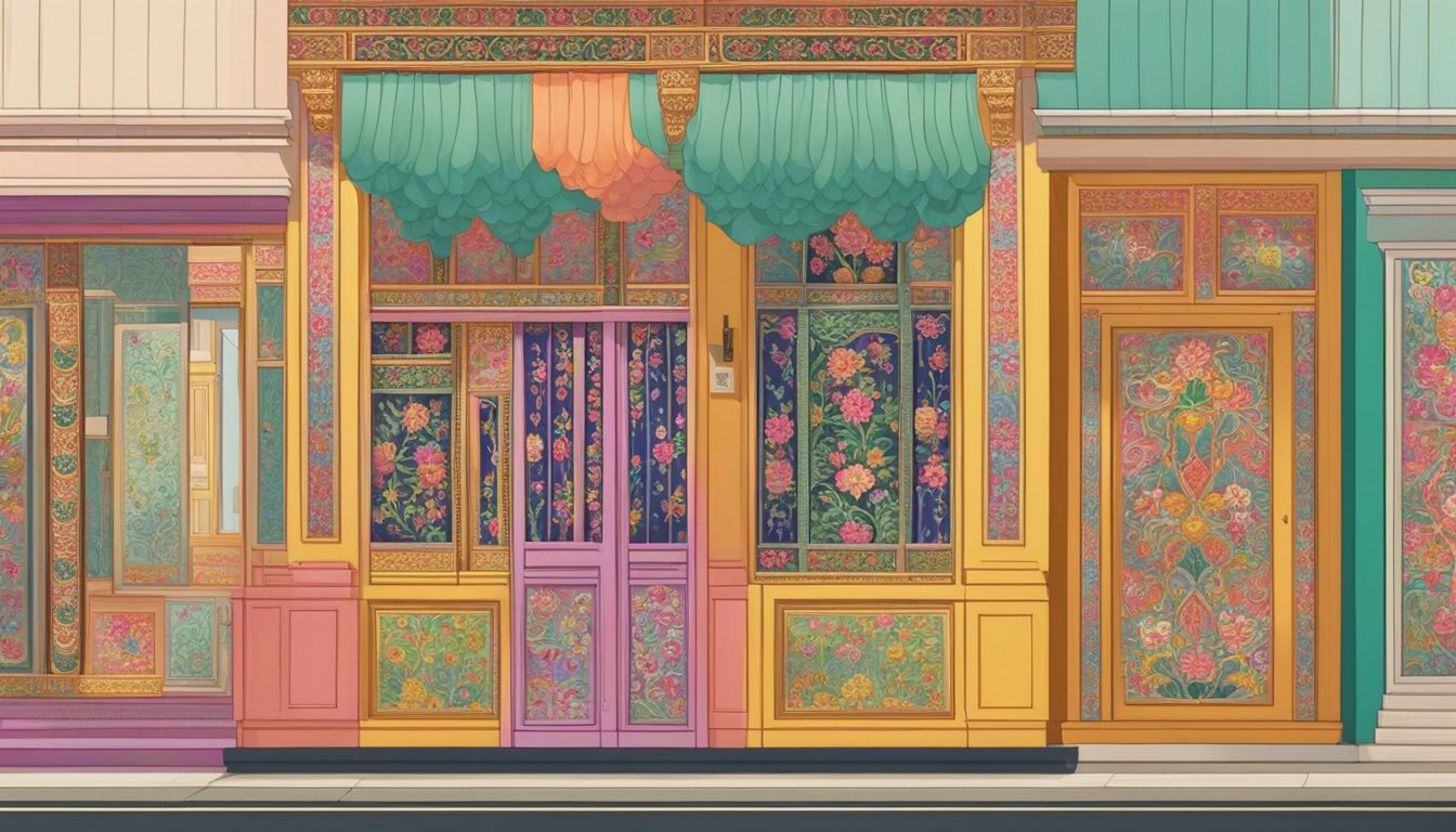 A display of vibrant Nyonya kebayas in a Singaporean boutique, showcasing intricate embroidery and delicate beadwork