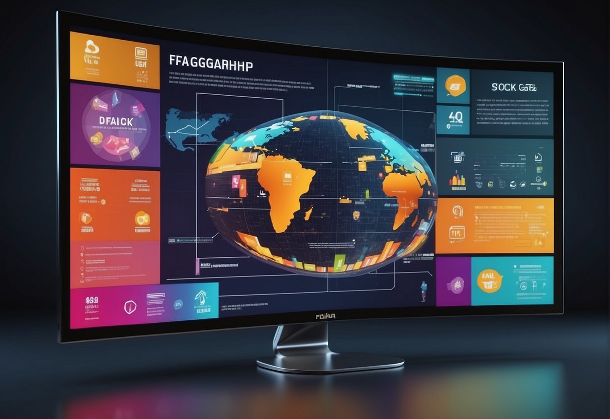A computer screen displaying a FAQ infographic generator with various icons and text options