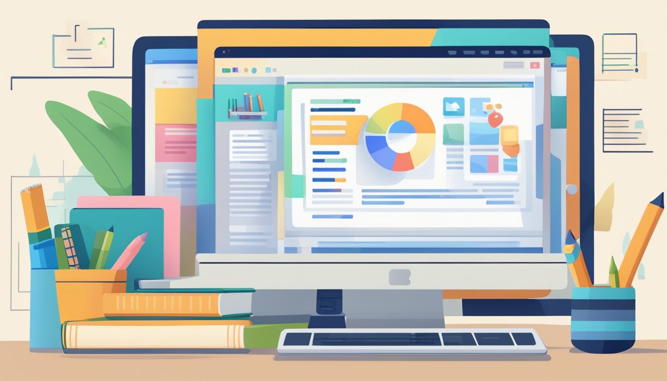 A computer screen displaying a website with primary school books. A hand cursor clicks on a "Frequently Asked Questions" link