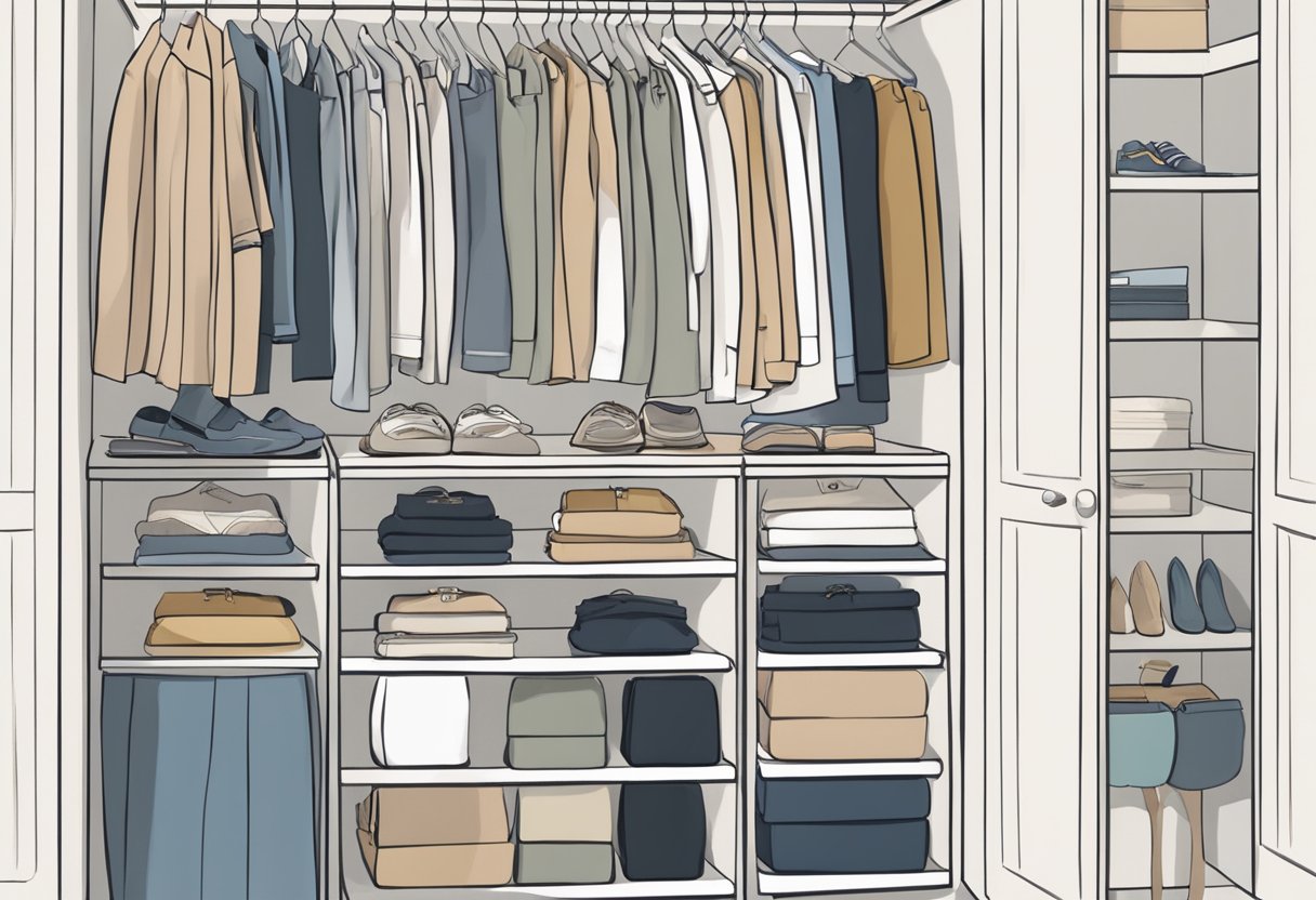 A closet with various styles of women's shorts neatly folded and organized, showcasing their versatility, chicness, and comfort