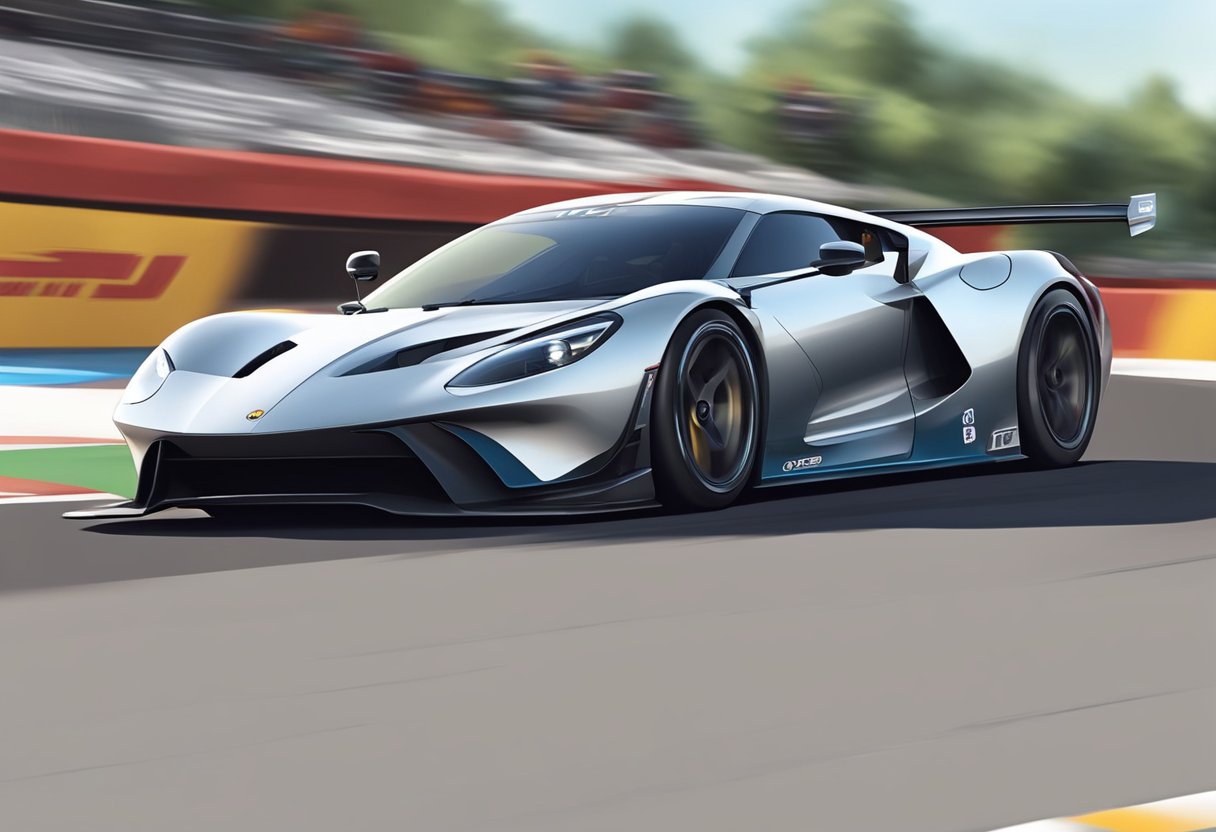 A sleek GT car zooms around a sharp corner, demonstrating advanced racing strategies and skills.

The car's tires grip the pavement as it navigates the track with precision and speed