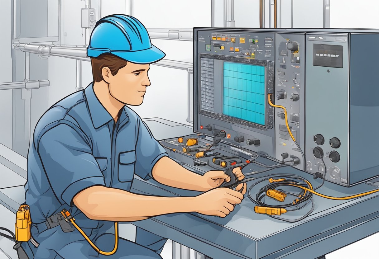 A technician checks the IAT sensor with a multimeter and inspects the wiring for any damage, followed by a visual inspection of the sensor for any signs of corrosion or debris