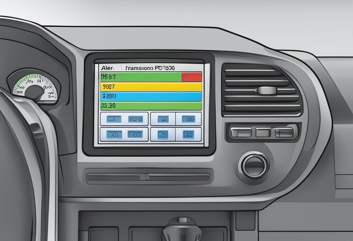 A transmission control system displays a P0700 code alert on a diagnostic tool screen