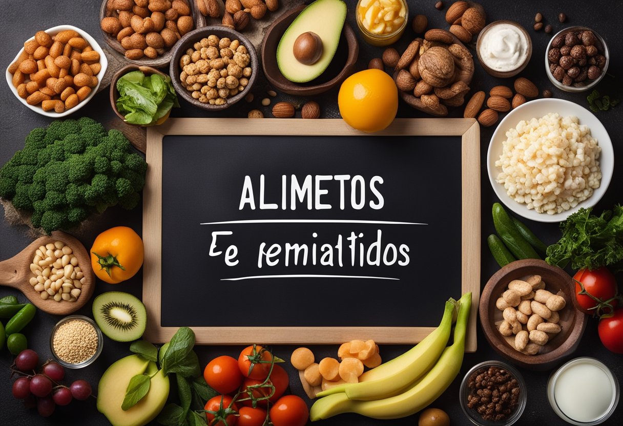 A table with keto-friendly foods and forbidden items, labeled "Alimentos Permitidos e Proibidos" in Portuguese