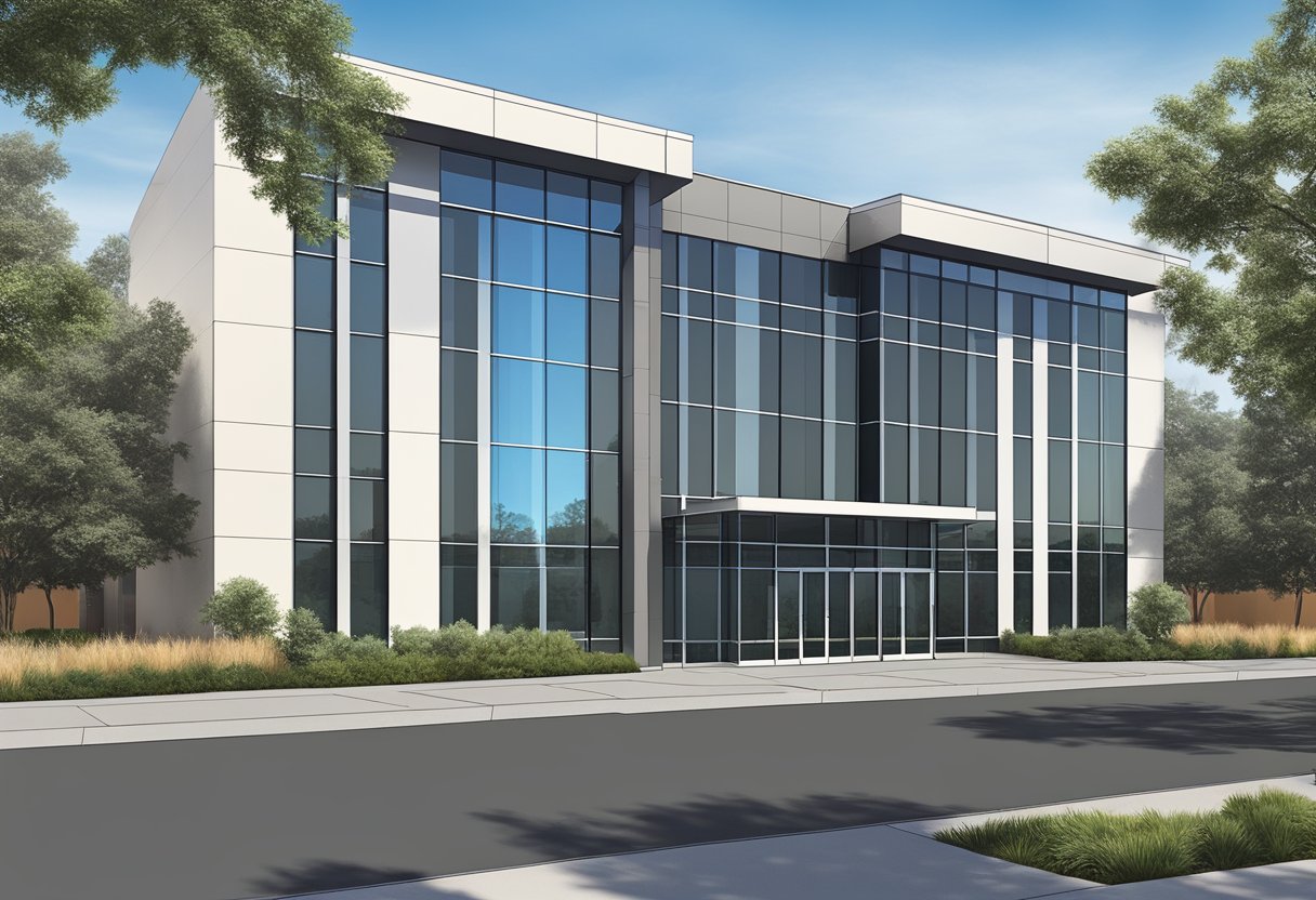 A modern office building with glass windows and a sleek entrance at 2710 Gateway Oaks Dr Ste 150N, Sacramento, CA 95833